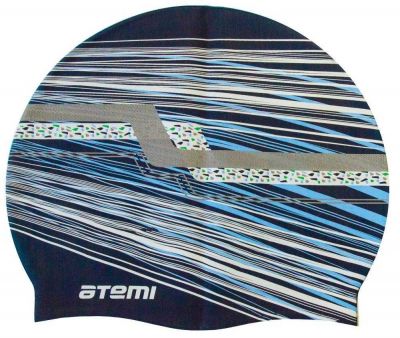 Шапочка для плавания ATEMI PSC424 силикон синяя графика
