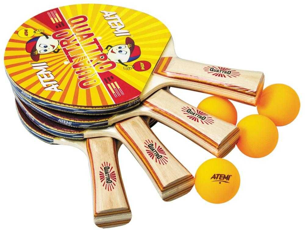 Набор для настольного тенниса ATEMI Quattro (4 ракетки+ 4 мяча)